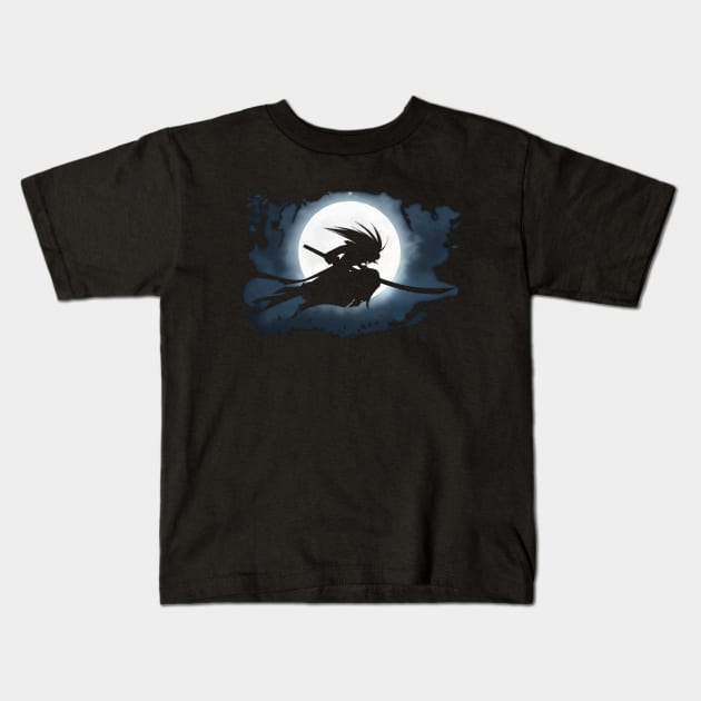 Samurai Moon Grunge Kids T-Shirt by epyongart